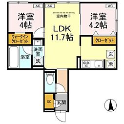 セレスティア上井草 2LDKの間取図画像