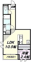 サンクフレール 1LDKの間取図画像