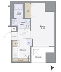 アイルプレミアム千駄木 6階1Kの間取り