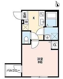 Lilium 1Kの間取図画像