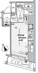 都営浅草線 戸越駅 徒歩5分の賃貸マンション 7階ワンルームの間取り