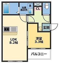 メゾン・ドゥ・アッシュ津田沼 1階1LDKの間取り