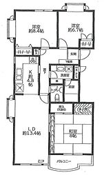 洗足池テラス 3階3LDKの間取り