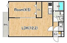 ジーメゾン川越的場アロー 1LDKの間取図画像