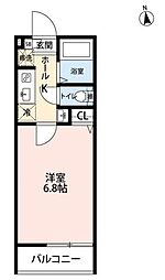 グランクオール野方サウスレジデンス 2階1Kの間取り