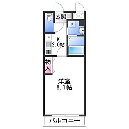 アバンウェル泉佐野 1Kの間取図画像