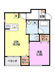 Common北葉町 1LDKの間取図画像