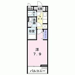 ライジング・プレイス 1Kの間取図画像