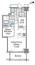 コンフォリア新宿イーストサイドタワー タワー棟 16階1LDKの間取り