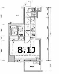 ＬＡ．ＸＥＢＥＣ東十条 7階1Kの間取り