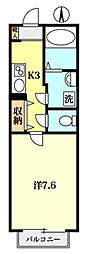 COZYCOURT小竹 2階1Kの間取り