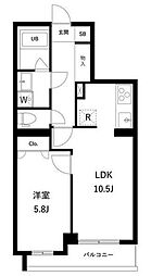 アーバンパーク蒲田南I 2階1LDKの間取り