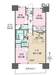 ガーデンクロス東京王子 12階3LDKの間取り