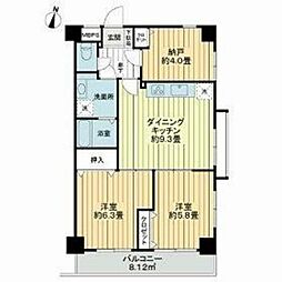 西武新宿線 沼袋駅 徒歩10分の賃貸マンション 1階2SDKの間取り