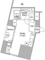 コンフォリア銀座EAST ワンルームの間取図画像