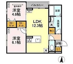 セレスティア柴又V五月雨 2LDKの間取図画像