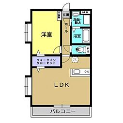 ティアラハイツ日当平 1階1LDKの間取り