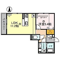 阪急神戸本線 武庫之荘駅 徒歩8分の賃貸アパート 2階1LDKの間取り