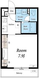 リブリ・東葛西 3階1Kの間取り