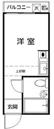 トップ学芸大学第4 1階ワンルームの間取り