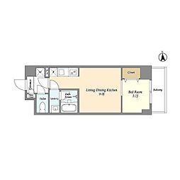 ドゥーエ町屋II 3階1LDKの間取り