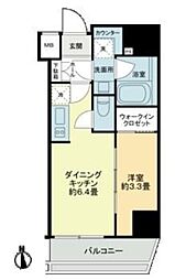 グランマーチ芝公園 8階1DKの間取り