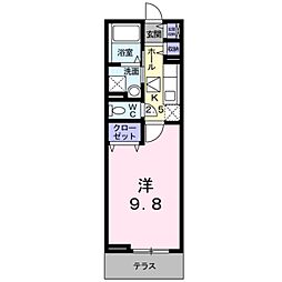 キャッスルドン・アニュー 1Kの間取図画像