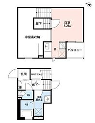 CB北柏ウイング 1Kの間取図画像