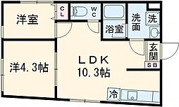 東京メトロ丸ノ内線 中野富士見町駅 徒歩5分の賃貸マンション 4階2LDKの間取り
