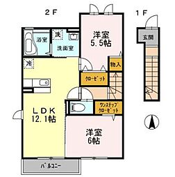 グランドリップ 2LDKの間取図画像