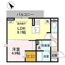 CLASSEUM 幸西　IV 2階1LDKの間取り