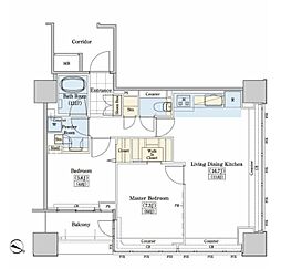 レジディアタワー上池袋タワーサイド 2LDKの間取図画像