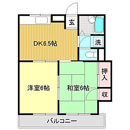 サンハイツ山崎 2DKの間取図画像