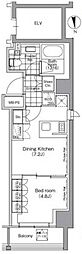 パークハビオ門前仲町 1DKの間取図画像