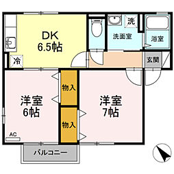 JR横浜線 橋本駅 バス9分 原宿下車 徒歩7分の賃貸アパート 2階2DKの間取り