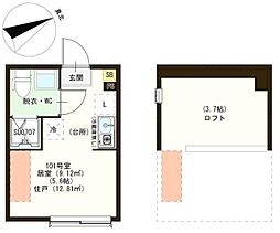 ヴェローナ平井 1階ワンルームの間取り