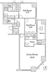 ラサンテ一番町 1001 10階2LDKの間取り