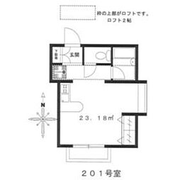 シェンブルグ 2階ワンルームの間取り