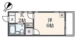 シャトー稲城 2階1Kの間取り