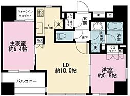 クレヴィア東京八丁堀 湊 ザ・レジデンス 10階2LDKの間取り