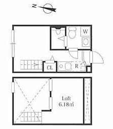 ハーモニーテラス綾瀬V 2階ワンルームの間取り