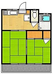 コーポさくら 1階2Kの間取り