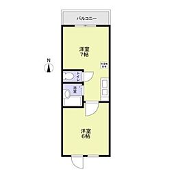 モデラート 2階1DKの間取り