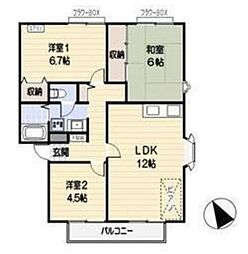 リビエール南平D棟 1階3LDKの間取り