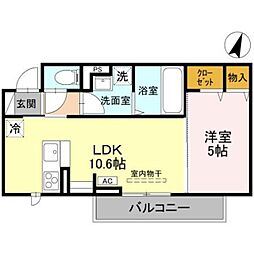 CLASSEUM 幸西　III 2階1LDKの間取り