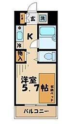 ラフィーネ学生マンション 3階1Kの間取り