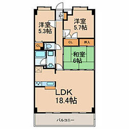 仲村ビルサニーウェル仲村 3LDKの間取図画像