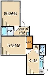 ときわ荘 2Kの間取図画像