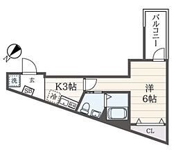 ソリッド東武練馬 1Kの間取図画像