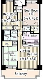 東京メトロ東西線 葛西駅 徒歩7分の賃貸マンション 4階3LDKの間取り